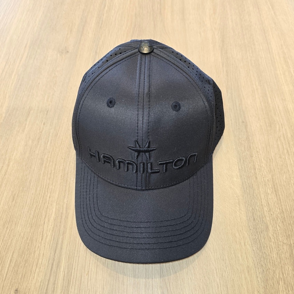 Hamilton Khaki Aviation Baseball Cap Black Perforated Hat H803.200.144 57cm